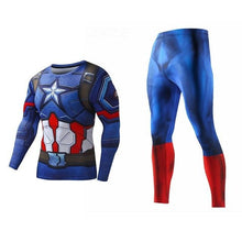 Load image into Gallery viewer, Men's Compression GYM training Clothes Suits workout Superman jogging Sportswear Fitness Dry Fit Tracksuit Tights 2pcs / sets